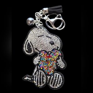 Black and Silver Snoopy Bag Charm Keychain